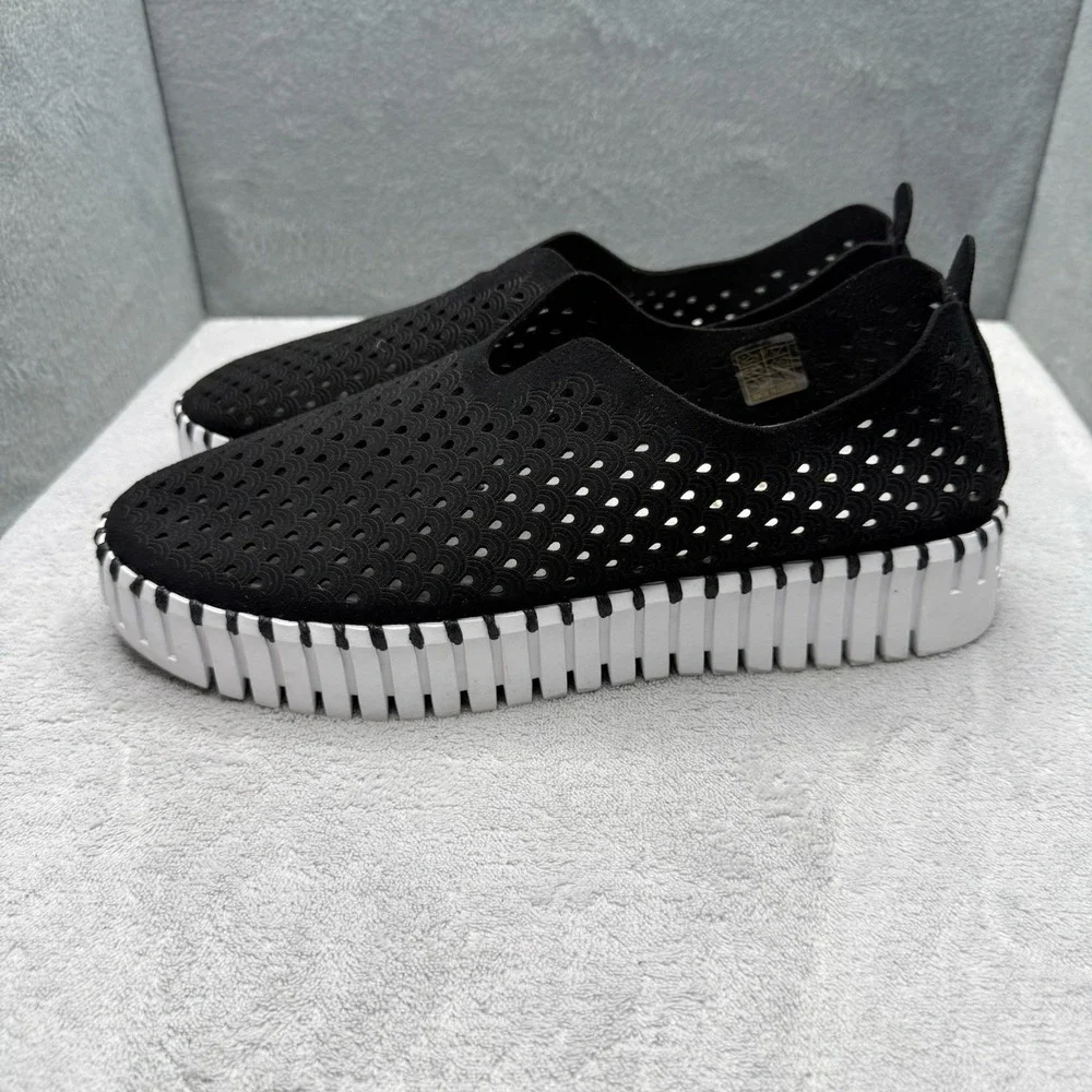 Ilse Jacobsen Tulip 139 Black Perforated Slip On Shoes Women's EU 41 US 10-10.5